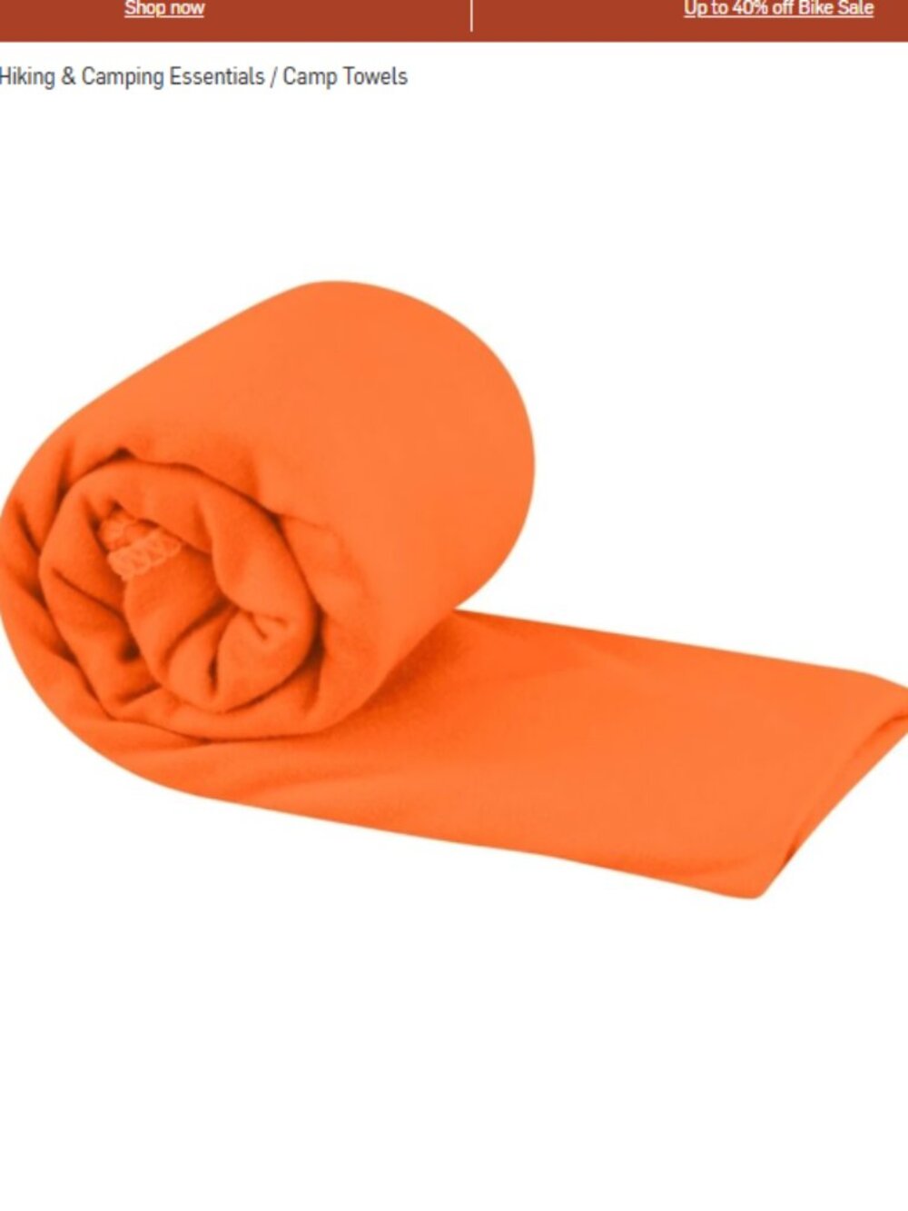 Sea to Summit Small Pocket Towel 16x32" Orange Absorbent NWT Travel Camping